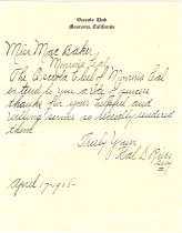 Letter to Mae Baker